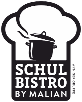 Ein Logo, das wie ein Kochhut aussieht. Darauf steht "Schulbistro by Malian"